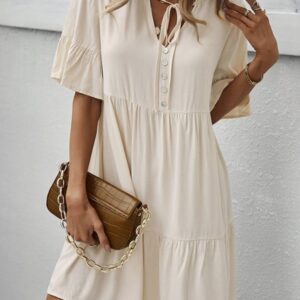 Women's spring and summer temperament casual solid color sexy dress