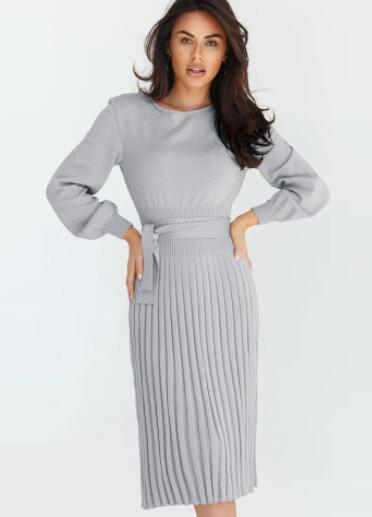 Women's slim pleated mid-length bottoming sweater dress - Image 4