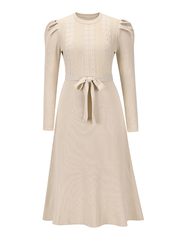 Women's Long Sleeve Cable Knit Sweater Dresses - Image 16