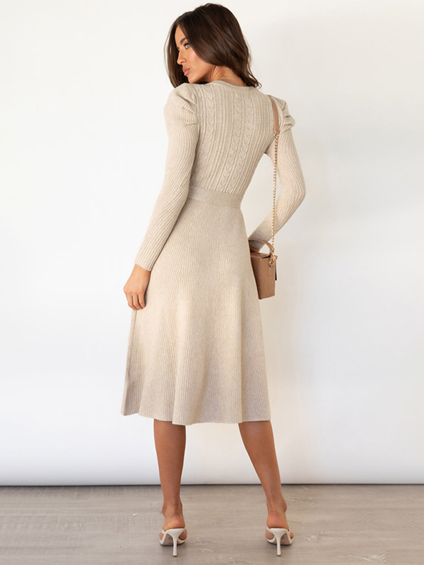 Women's Long Sleeve Cable Knit Sweater Dresses - Image 17