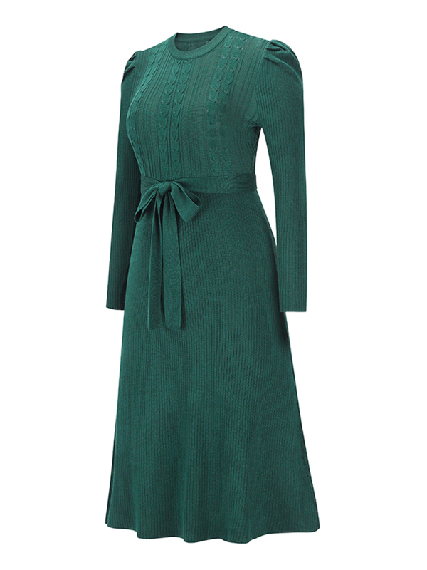 Women's Long Sleeve Cable Knit Sweater Dresses - Image 18