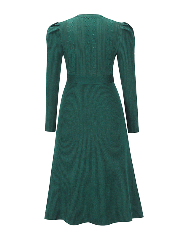 Women's Long Sleeve Cable Knit Sweater Dresses - Image 20