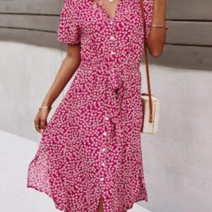 Casual resort style spring and summer large print streamer dress