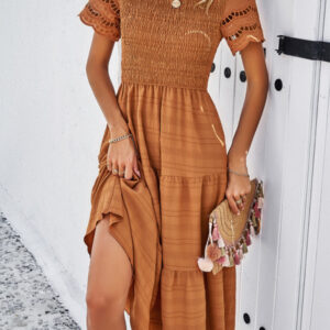 Women's Solid Color Temperament Hollow Dress