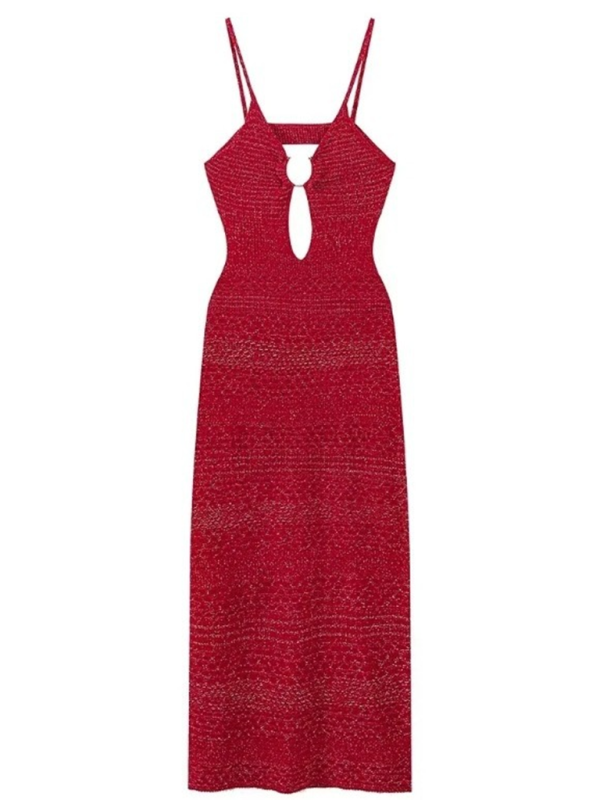 Metallic embellished woolen suspender dress - Image 4