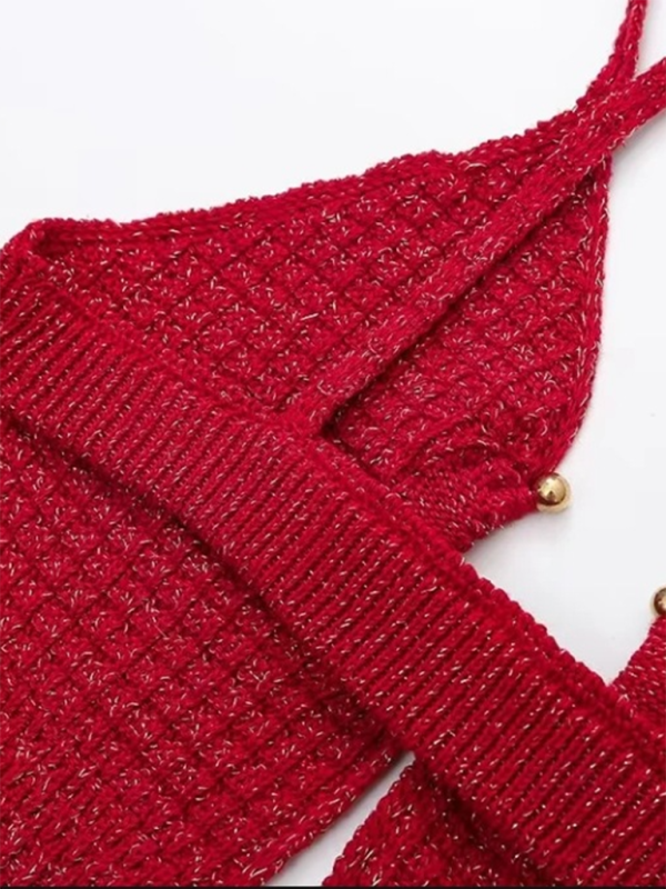 Metallic embellished woolen suspender dress - Image 2