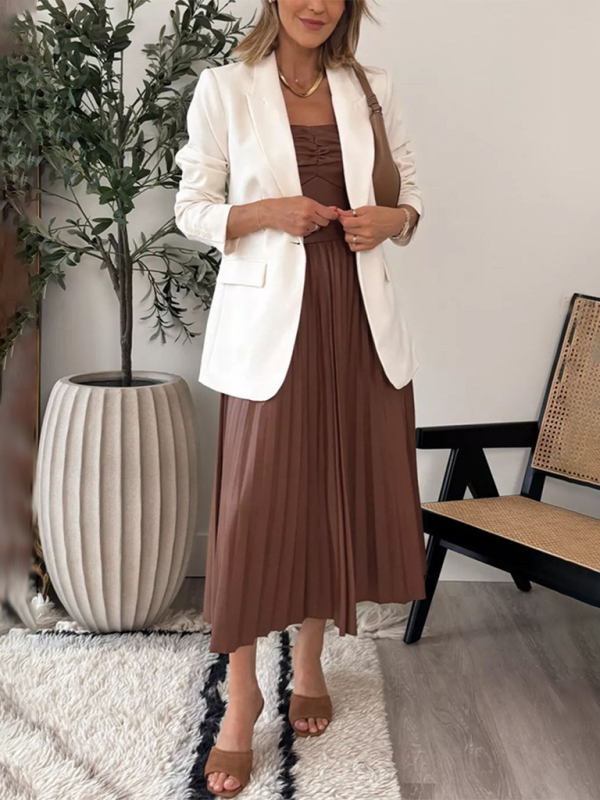 New style tube top pleated leather dress - Image 2