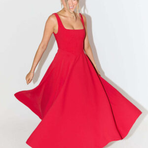 New Simple Sexy Solid Color Strap Midi Dress