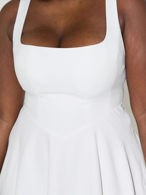 New Simple Sexy Solid Color Strap Midi Dress - Image 12