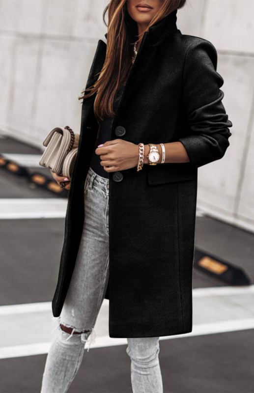 Autumn And Winter Leisure Long Sleeved Tweed Coat - Image 2