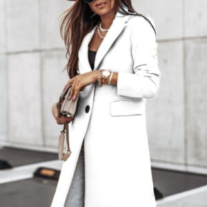 Autumn And Winter Leisure Long Sleeved Tweed Coat