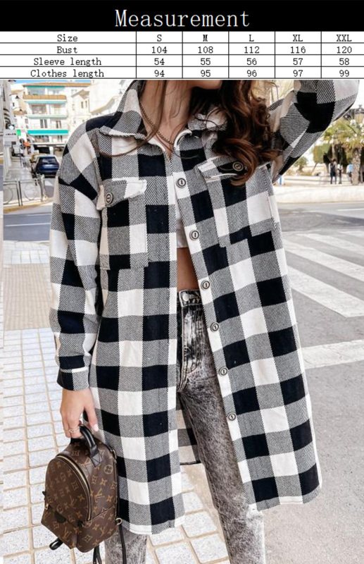 Women'S Long Plaid Shirt, Large Coat - Image 18