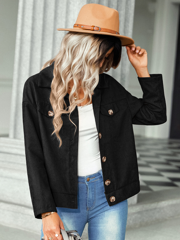 Women's fashion versatile jacket corduroy jacket - Image 4