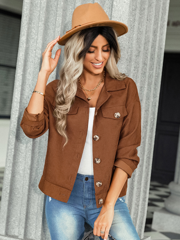 Women's fashion versatile jacket corduroy jacket - Image 3