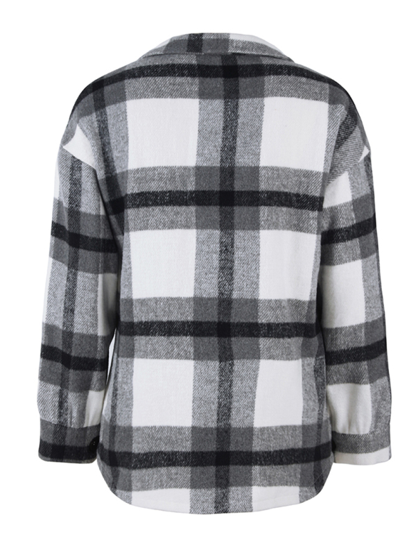Women's Plaid long sleeve shirt casual coat - Image 8