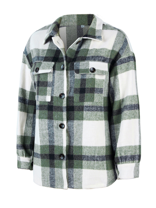 Women's Plaid long sleeve shirt casual coat - Image 11