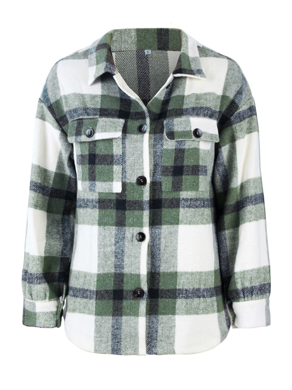 Women's Plaid long sleeve shirt casual coat - Image 10