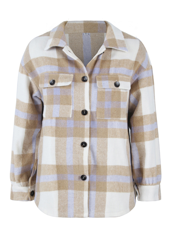 Women's Plaid long sleeve shirt casual coat - Image 20