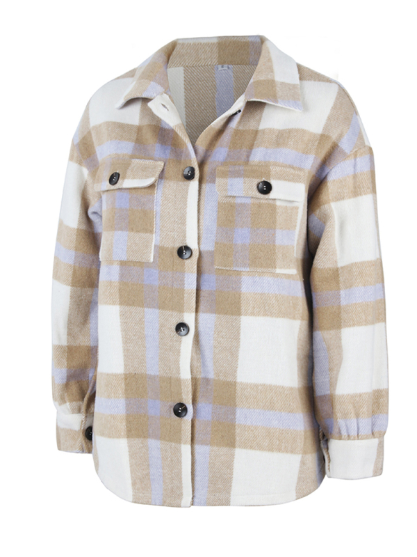 Women's Plaid long sleeve shirt casual coat - Image 17