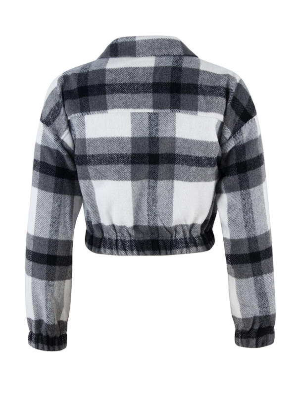 Women's casual holiday Plaid Long Sleeve Jacket - Image 7