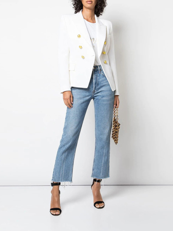 Women's fashion short double-breasted blazer - Image 2