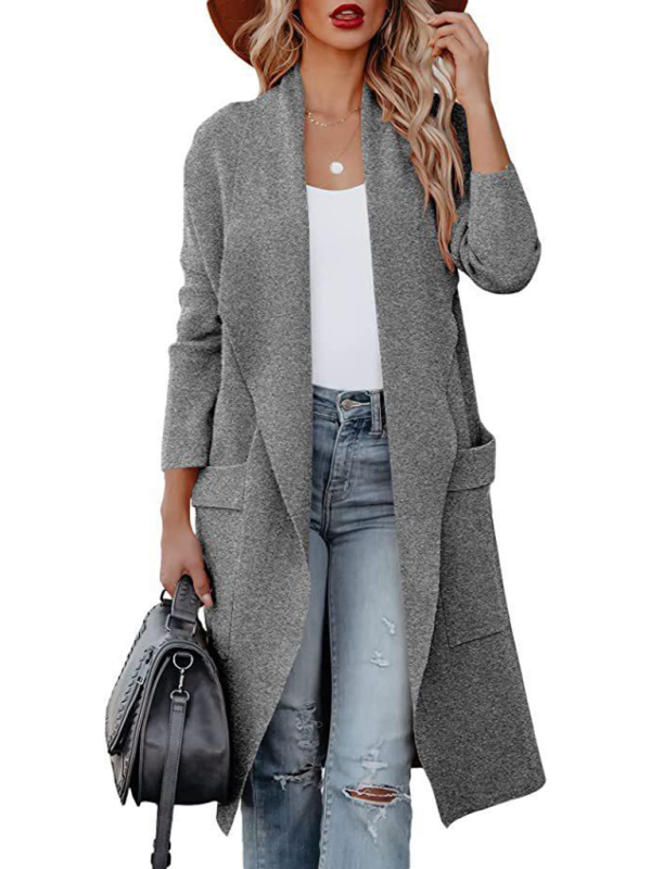Women's casual long high-end women's woolen slim coat coat for women - Image 2