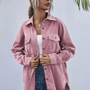 Corduroy Shirt Lapel Long Sleeve Loose Casual Jacket