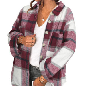 Plaid Shirt Women's New Breasted Pocket Casual Jacket Women