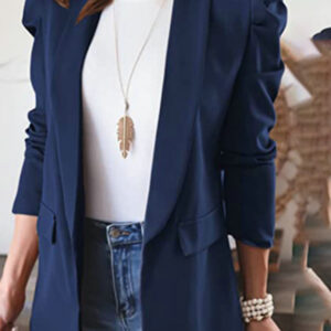 Women's casual commuting long-sleeved shoulder pad puff sleeve slim suit