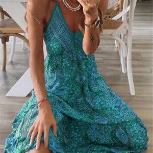 Women's Sexy Slip Skirt Bohemian Print Dress