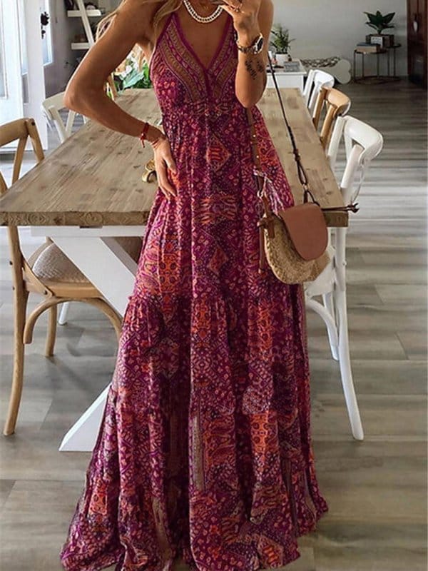 Women's Sexy Slip Skirt Bohemian Print Dress - Image 5