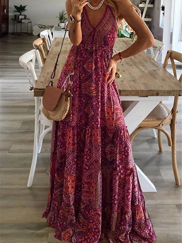 Women's Sexy Slip Skirt Bohemian Print Dress - Image 6