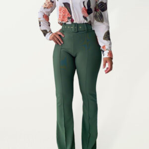 Set printed long-sleeved shirt top wide-leg pants two-piece set