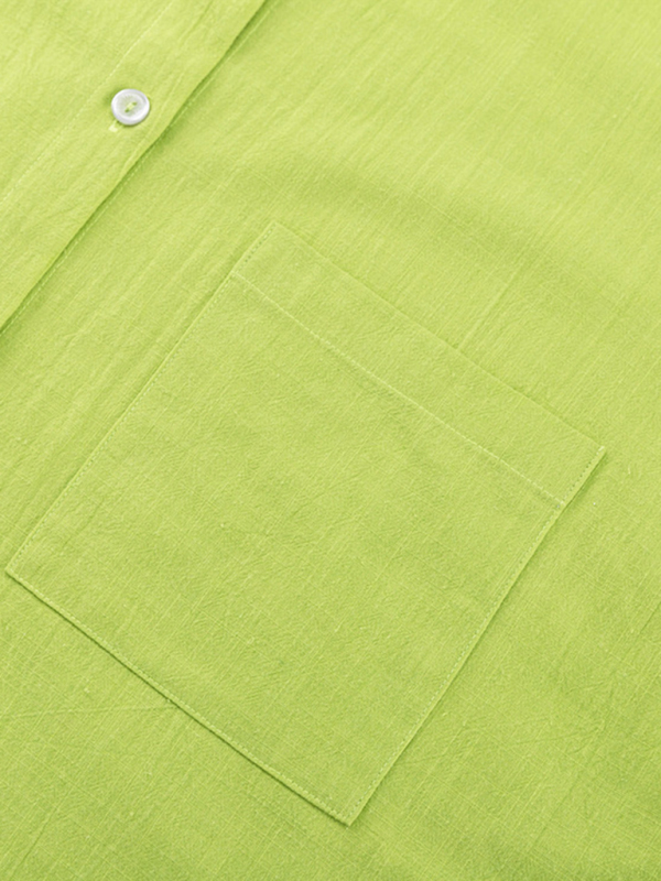 New Arrival Solid Color Single Breasted Long Sleeve Lapel Shirt Shorts Loose Suit - Image 3