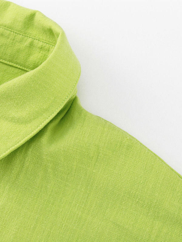 New Arrival Solid Color Single Breasted Long Sleeve Lapel Shirt Shorts Loose Suit - Image 5