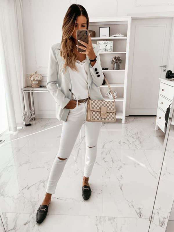 Long-sleeved suit collar button-down suit jacket - Image 9