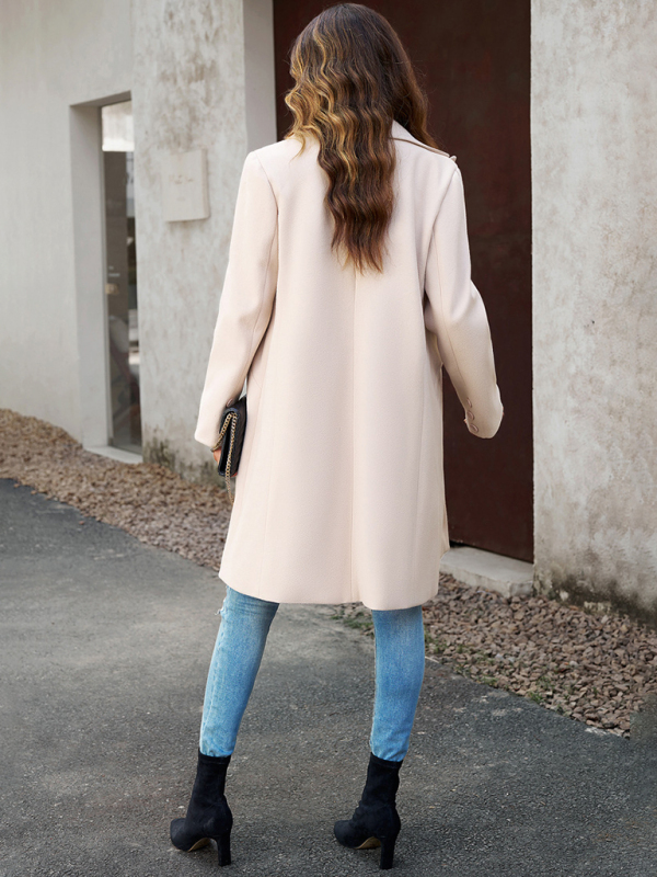 Women's fashion woolen coat solid color temperament commuter cardigan coat - Image 5