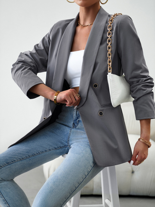 Elegant commuter double-breasted ladies suit jacket - Image 22