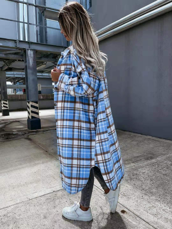 women's casual long plaid shirt jacket - Image 12