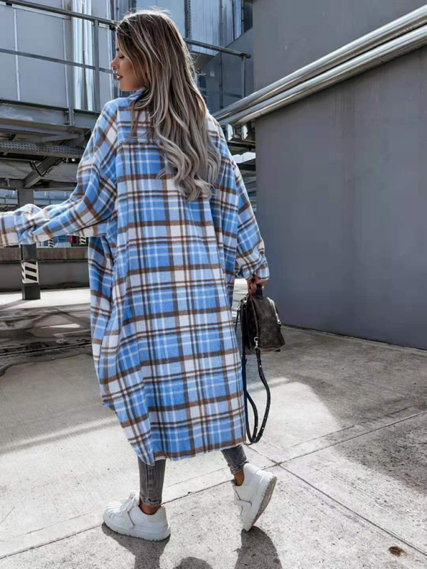 women's casual long plaid shirt jacket - Image 11
