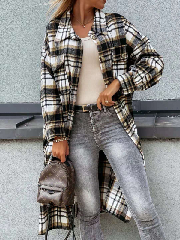 women's casual long plaid shirt jacket - Image 3