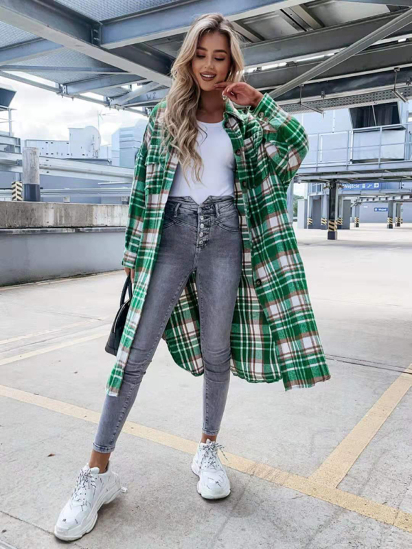 women's casual long plaid shirt jacket - Image 4