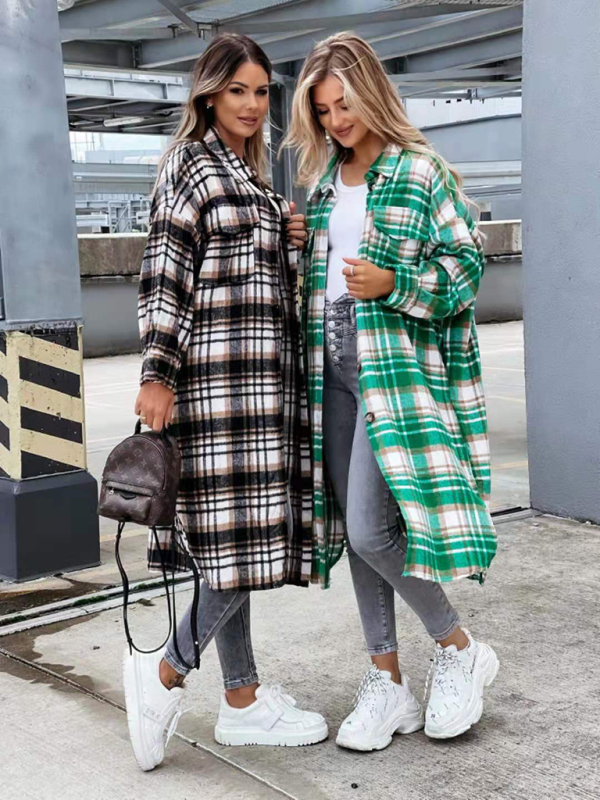 women's casual long plaid shirt jacket - Image 17
