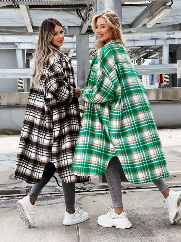 women's casual long plaid shirt jacket - Image 19