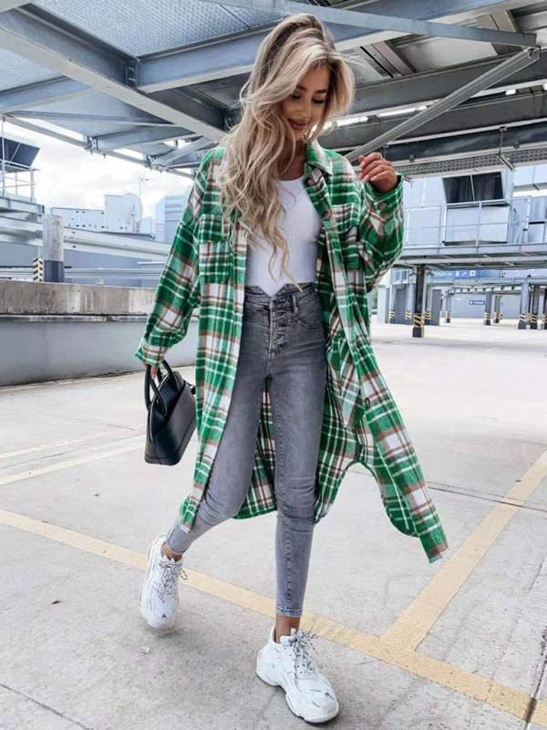 women's casual long plaid shirt jacket - Image 18