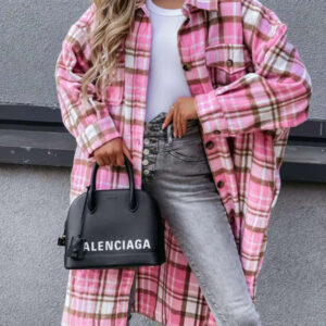women's casual long plaid shirt jacket
