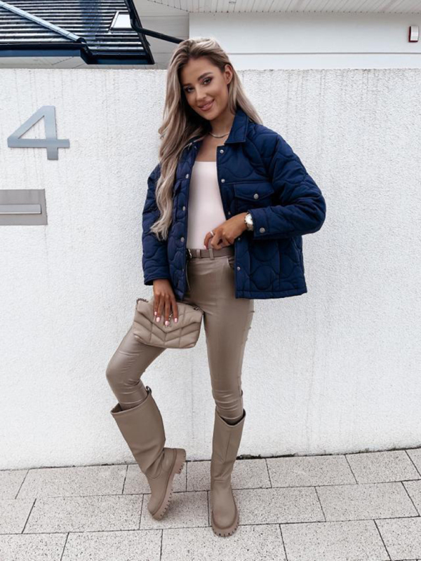 women's long sleeve button decorated cotton coat - Image 11