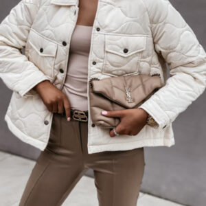 women's long sleeve button decorated cotton coat