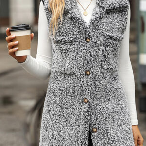 New autumn and winter lapel sleeveless long loose casual cardigan vest