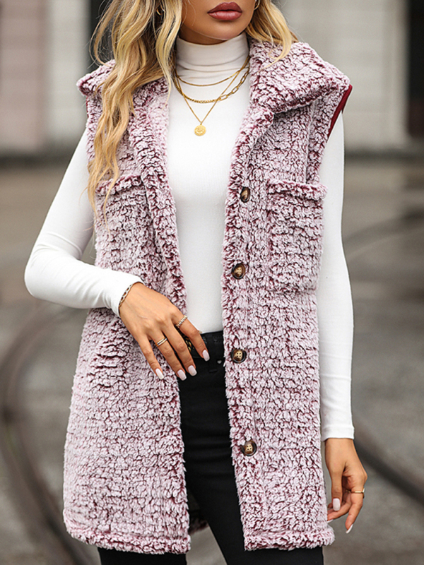New autumn and winter lapel sleeveless long loose casual cardigan vest - Image 3